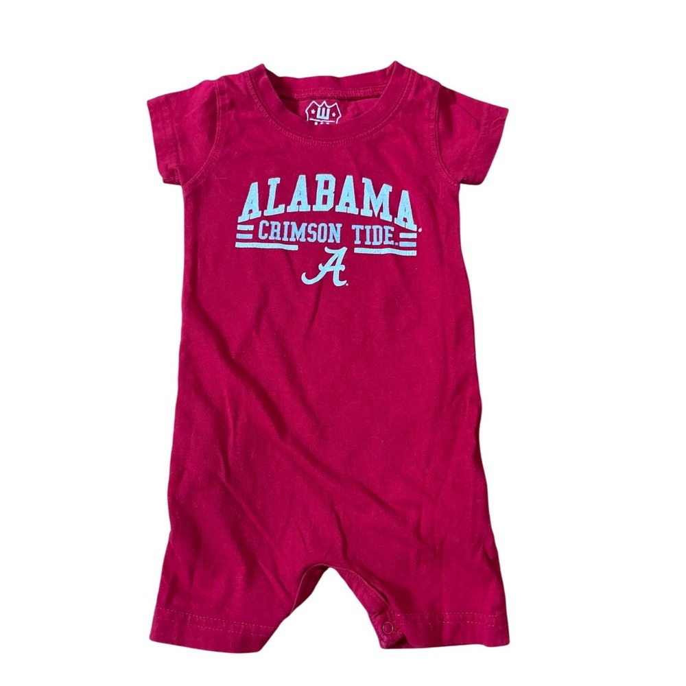 Wes and Willy Romper Kids Crimson Alabama Crimson Tide Graphic SIZE 6M